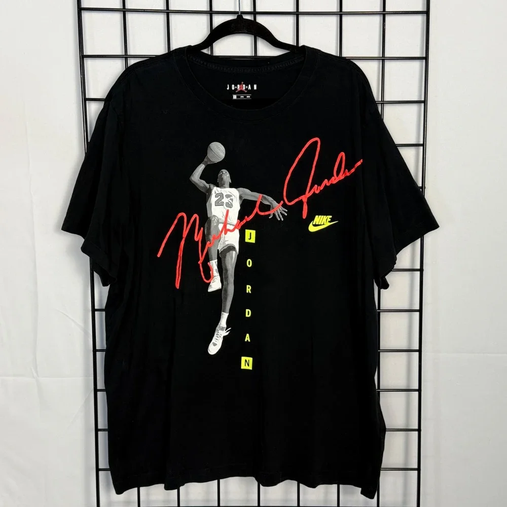 Jordan Graphic T-Shirt Mens 3XL Black Michael Jordan Signature Nike Logo Tee